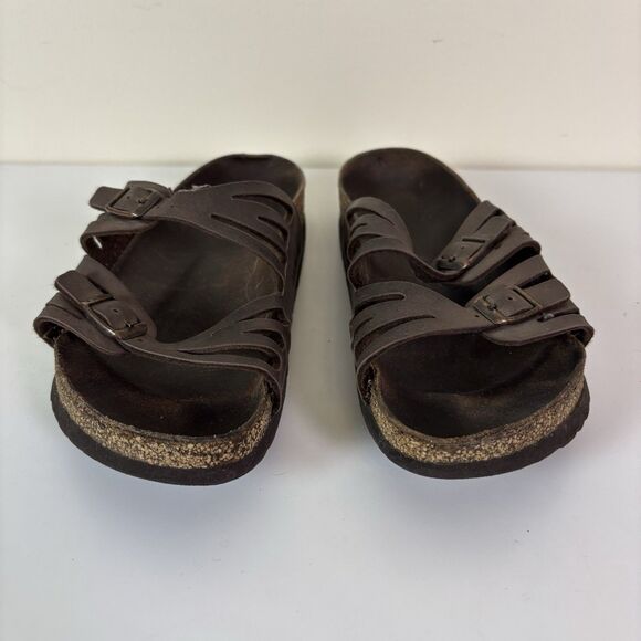 Birkenstock Granada Sandals Brown Leather Cork Footbed Well Worn Distressed ~40 - Picture 3 of 16